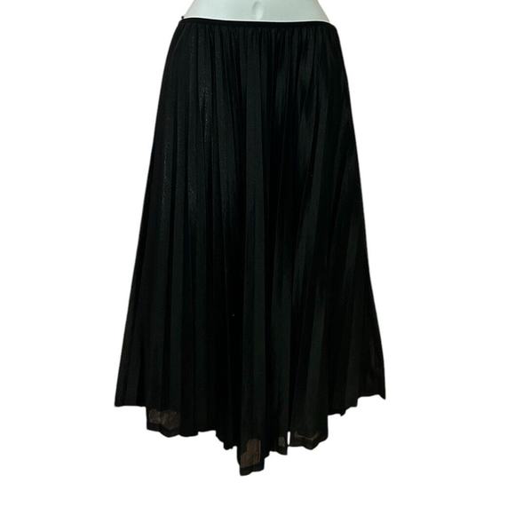 Vero Moda Black Sparkly Pleated Midi Skirt Sz S Elastic Waist Lined Accordion - Picture 2 of 6